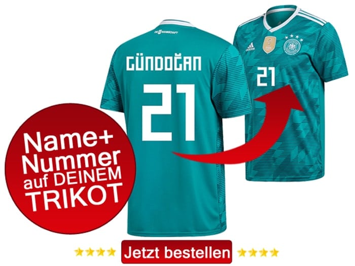 Das neue DFB Awaytrikot von Ilkay Gündogan mit der Rückennummer 21.