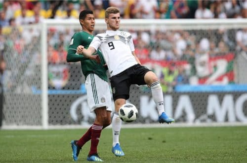 Timo Werner mit der Rückennummer 9 beim 1.WM-Spiel gegen Mexiko am 17.6.2018 (Marco Iacobucci EPP / Shutterstock.com)